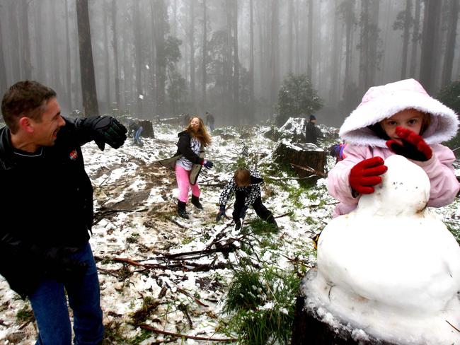 Melburnians take advantage of some rare snowfall on the city’s outskirts.