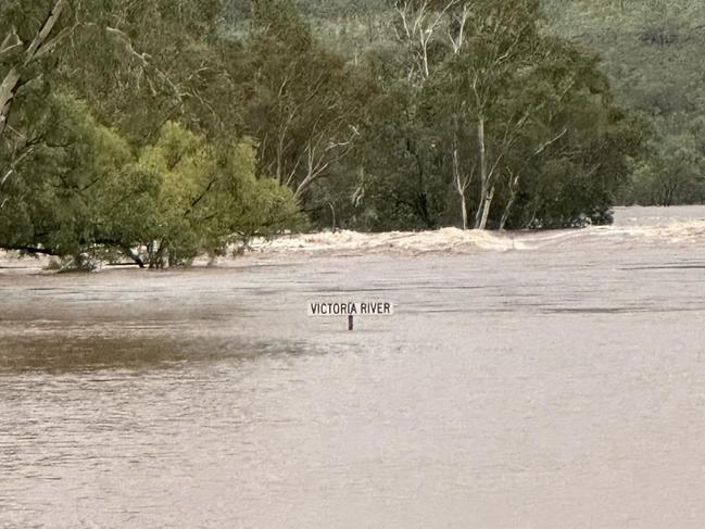 Parts of the Victoria River were nearing 20m above crossing levels. Picture: Supplied.