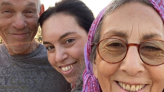 Iris Weinstein-Haggai, (centre), the daughter of Jewish couple held hostage in Gaza, Judi Weinstein-Haggai and Gadi Haggai, has accused the Australian Government of not doing enough to release hostages in Gaza. Picture: supplied