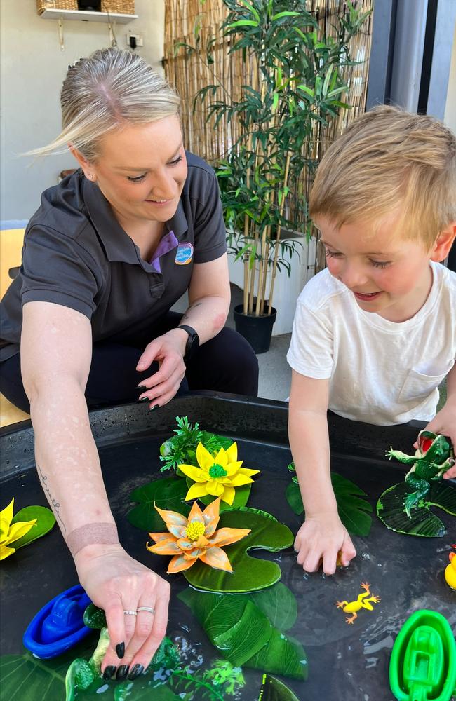 Senior educator Donna Williams and Noah Brennan at South Australia's top rated childcare centre, Goodstart Early Learning Ingle Farm. Picture: Supplied