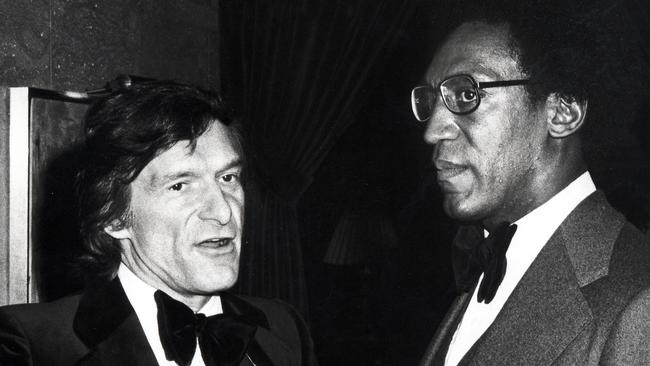 Blast from the past ... Hugh Hefner and Bill Cosby have a chat. Picture: Ron Galella/WireImage