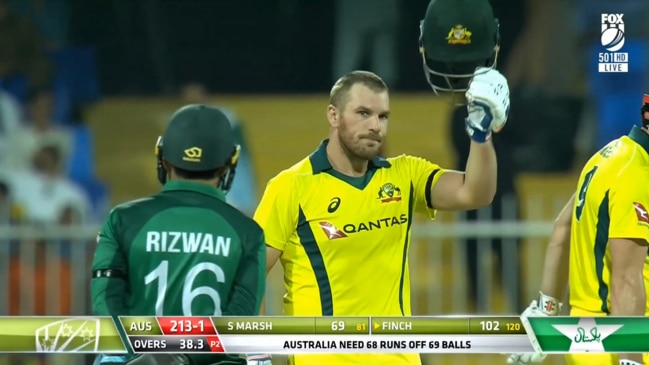 Aaron Finch breaks century drought in win over Pakistan