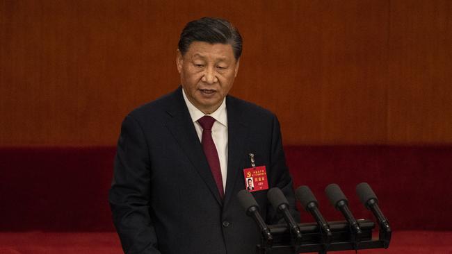 Xi Jinping speaks during the Opening Ceremony of the 20th National Congress of the Communist Party of China. Picture: Getty Images