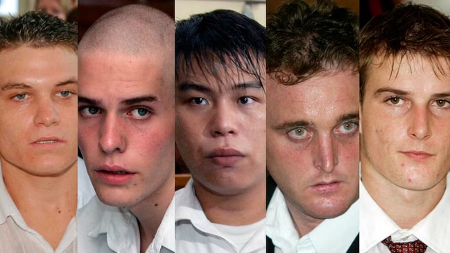 Bali Nine members Scott Rush, Matthew Norman, Si-Yi Chen, Martin Stephens and Michael Czugaj.