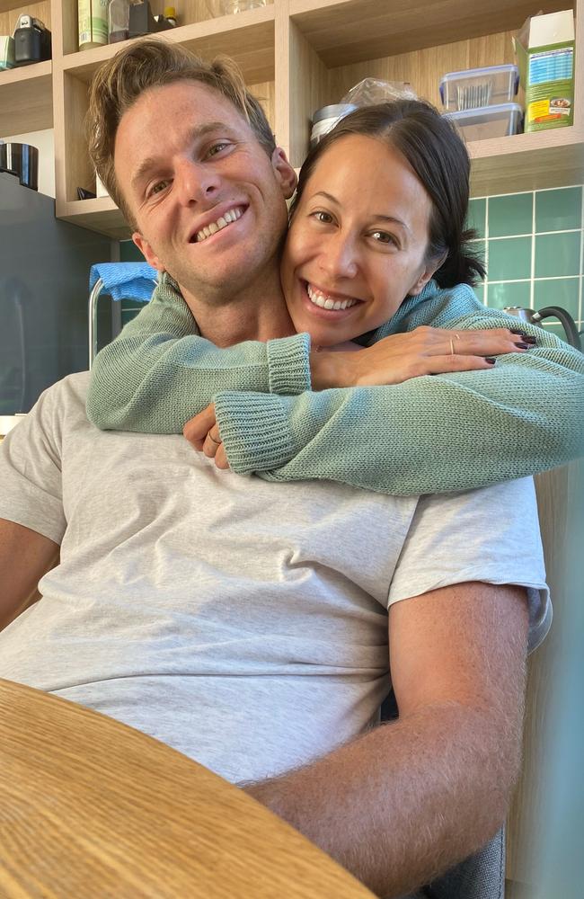 Rebecca Klodinsky with her AFL star husband Lachie Henderson. Picture: Supplied