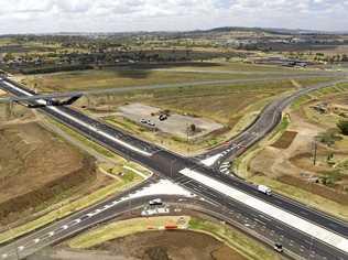 Warrego Hwy western interchange at Charlton looking east of the Toowoomba Second Range Crossing.