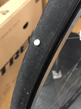 One of the thumbtack punctures. Picture: Rival Bikes/Facebook