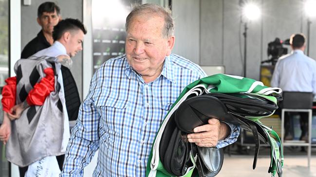 Queensland training legend Barry Baldwin had his last runner at Ipswich on Wednesday. Picture: Grant Peters/Trackside Photography