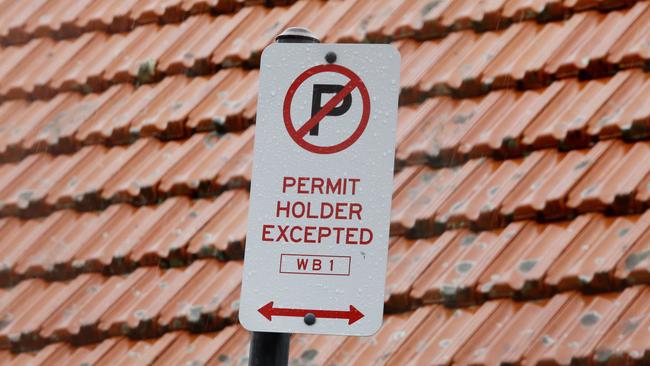 No Parking, Permit Holder only , parking signs in the streets around Camp Cove at Watsons Bay. Picture: John Appleyard