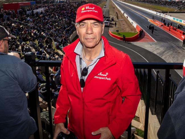 ADELAIDE, AUSTRALIA - Advertiser Photos OCTOBER 21, 2023: Sam Shahin overlooking the track at the National Drag Racing Championship at The Bend Motorsport Park. Picture: Emma Brasier