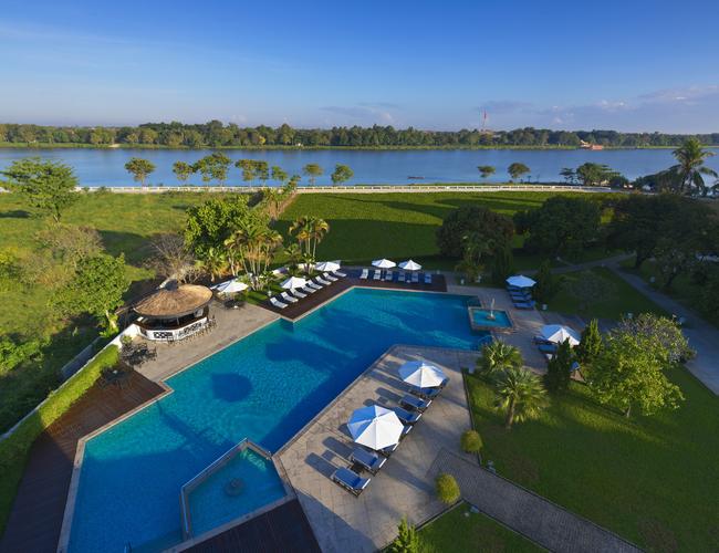 Aerial view of the pool area at Azerai La Residence, Hue, Vietnam