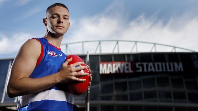 Western Bulldogs’ pick 20 Cooper Hynes says he is ready to play anywhere for new coach Luke Beveridge after impressing as a midfielder-forward in 2024. Picture: Michael Klein