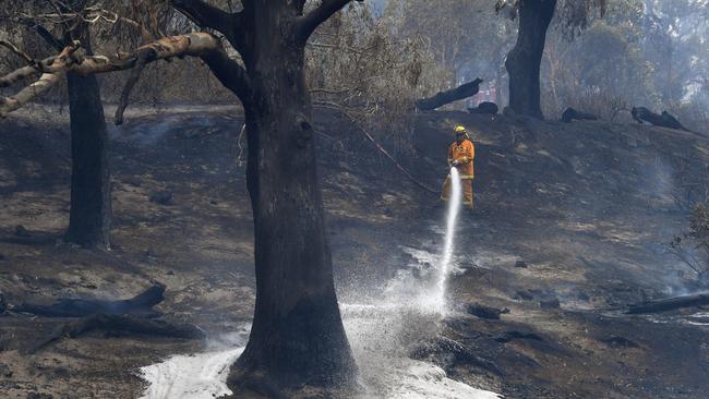 CFA firefighters work at Clovemont Way, Bundoora in Melbourne. Picture: AAP.