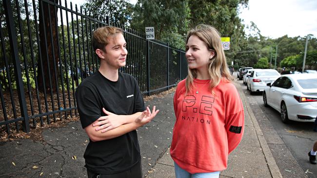 (LR) Ethan and Mia Year 12 Student who came to Castle Hill High School to study for the HSC but were unable after it had to be evacuated over email threats on the 27th of October. PICTURE: Adam Yip