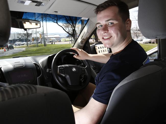 Hobart Uber driver Dan Feeger of Blackmans bay in his new Holden colorado, picture;KIM EISZELE