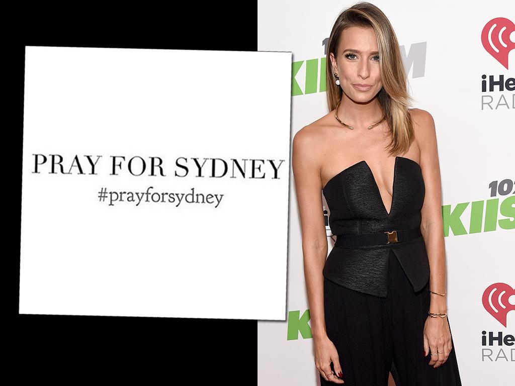 Renee Bargh: “I can’t stop thinking about what’s going on back at home. My thoughts and prayers are with everyone involved. Please let there be peace #prayforsydney” Picture: Getty