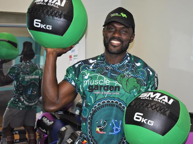 Muscle Garden Health and Fitness founder and director Kay Nyenuh with some of the equipment from the new gym within the Mackay Base Hospital's mental health unit. Picture: Heidi Petith