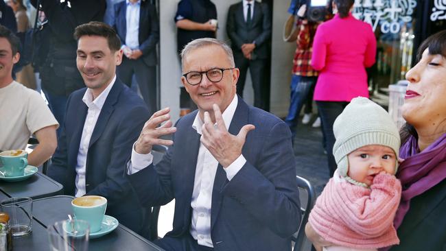 Anthony Albanese campaigning in Victoria today. Picture: Sam Ruttyn