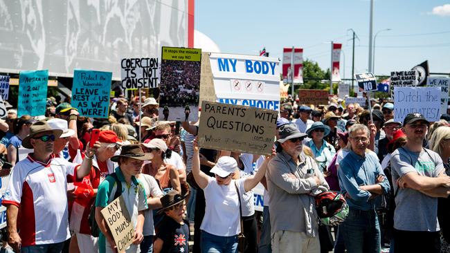 Protesters at the rally. Picture: Morgan Sette