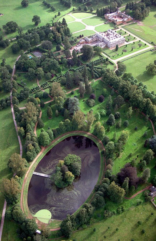 Aerial view of Althorp in Northamptonshire, England.