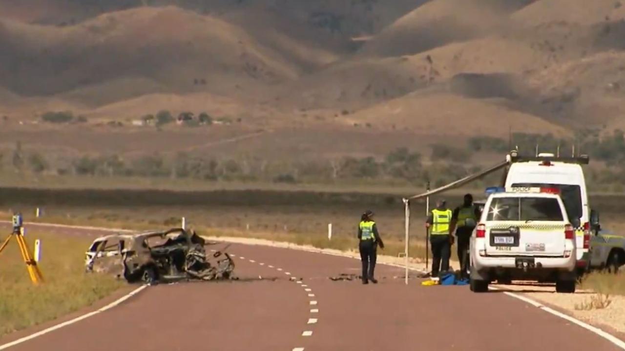 19-year-old man has been killed in a fiery crash south of Port Augusta. Picture: NINE NEWS