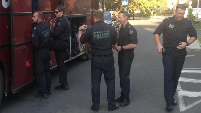 Australian Federal Police preparing to go to the MH17 crash site. Picture: Paul Toohey.