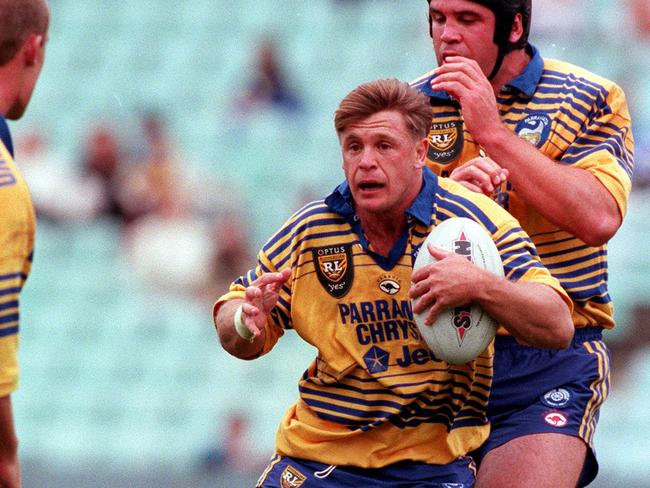 Gary Freeman runs the ball during his one season for Parramatta in 1996.