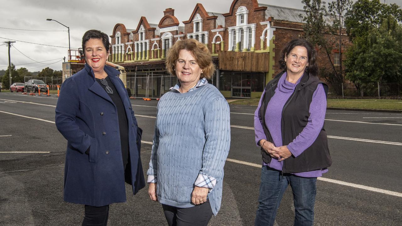 (From left) Amanda Hinds, Sandra Jenner and Sally Boardman. The historic Salt's Antiques building in Crows Nest to be converted into a modern day emporium. Picture: Nev Madsen.