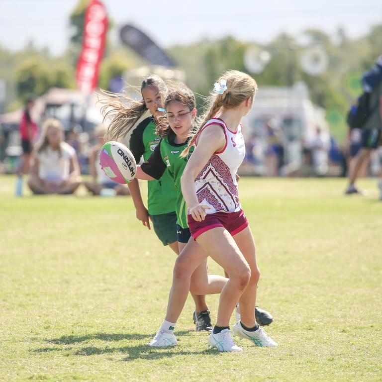 Moreton Bay College V Ferny Grove State High at the 2024 Gold Coast Titans All Schools Touch Football Picture: Glenn Campbell