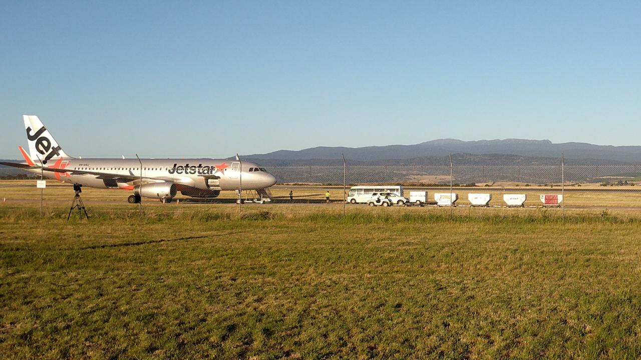 Jetstar plane at Launceston airport. Picture: BEN LYALL