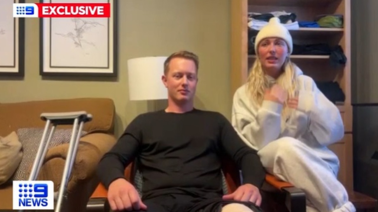 Oliver and Hannah were submerged in snow. Oliver suffered a dislocated knee and fractured tibia and fibula. Picture: Nine News
