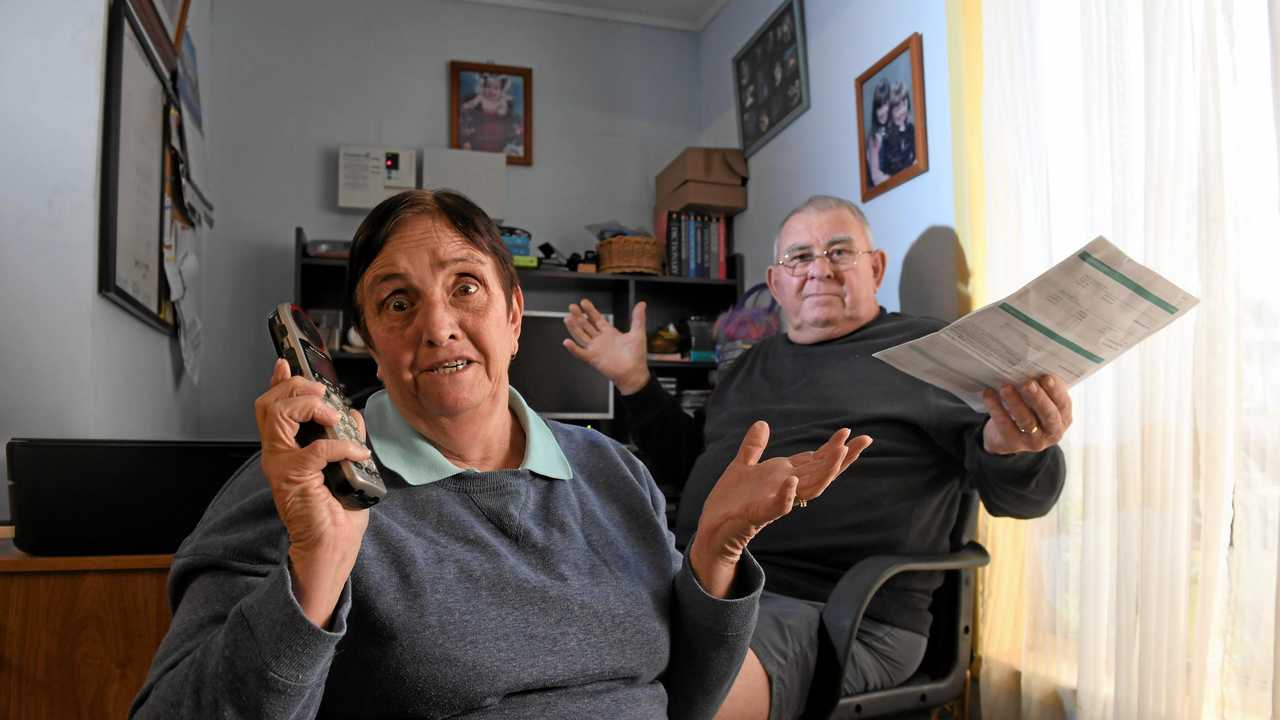 CALL OUT: Goodna residents Margaret and Robert Ross were left without a landline for seven weeks following an system error. Picture: Rob Williams