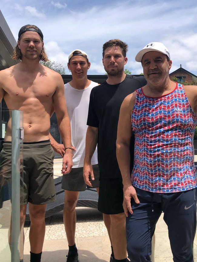 Jeff Fenech with GWS players.