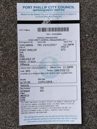 The pensioner was stunned to find a $159 fine on his windscreen. Picture: Josie Hayden