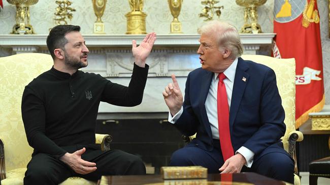 US President Donald Trump and Ukraine's President Volodymyr Zelensky meet in the Oval Office of the White House.