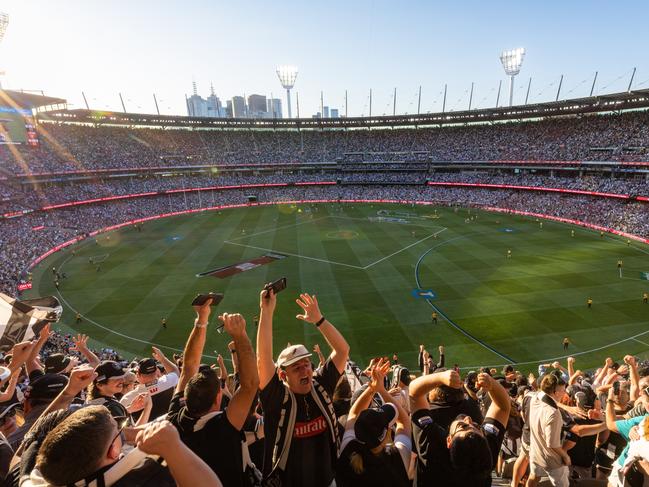 5:20pm MELBOURNE , AUSTRALIA. September 30, 2023. AFL Grand Final between Collingwood and the Brisbane Lions at the MCG. Kiss performs on stage. Picture by Jason Edwards