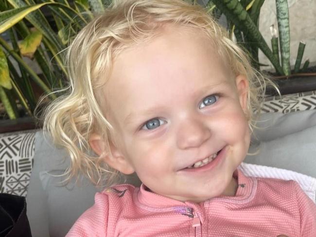 Maxie Todd, 2, is fighting leukaemia. The Lennox Head toddler was diagnaosed while visiting family in Perth. Her mum Brodie Clarke is orginally from Wangaratta. Picture: supplied