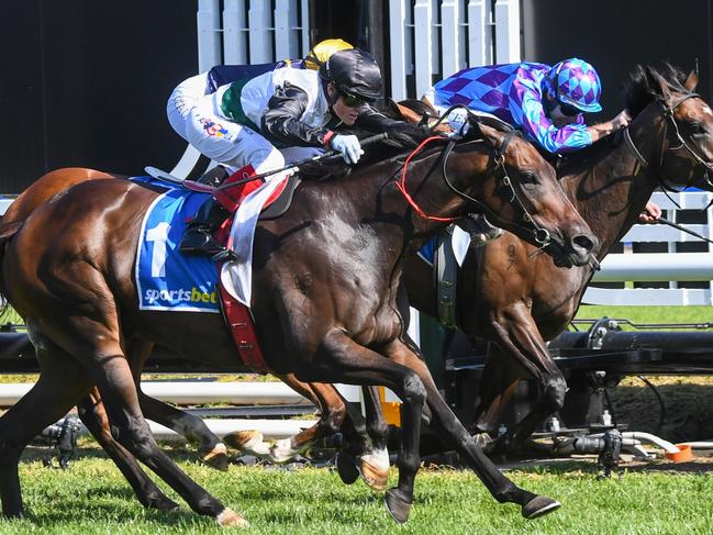 Mr Brightside (NZ) ridden by Craig Williams wins the Sportsbet C.F. Orr Stakes at Caulfield Racecourse on February 10, 2024 in Caulfield, Australia. (Photo by Pat Scala/Racing Photos via Getty Images)