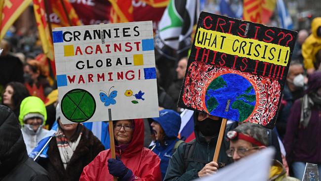 Protesters rally for climate change action in Glasgow during the COP26 UN Climate Change Conference. Photo: Daniel Leal-Olivas