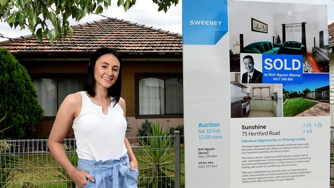 Amanda Lai in front of her old Sunshine home, which she recently sold. Picture: Nicole Garmston