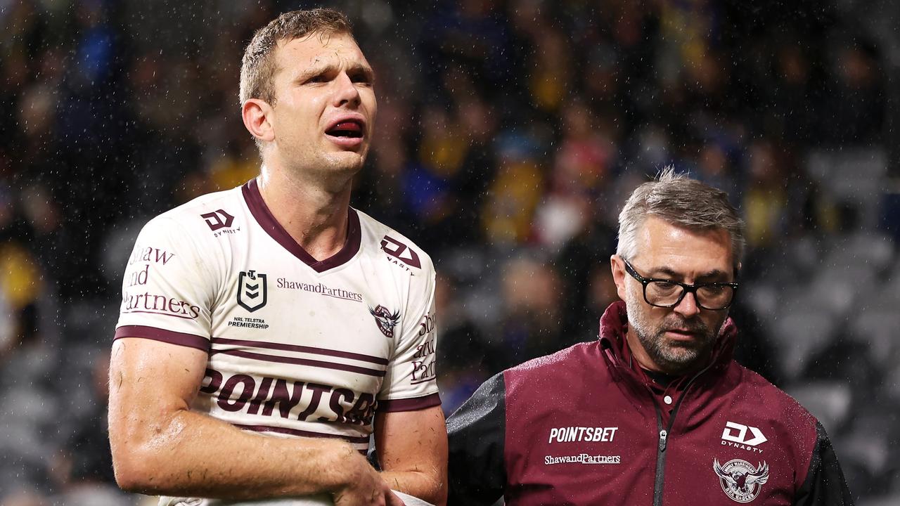 Tom Trbojevic’s wretched injury run continues to haunt him, and the Sea Eagles. Picture: Mark Kolbe/Getty Images