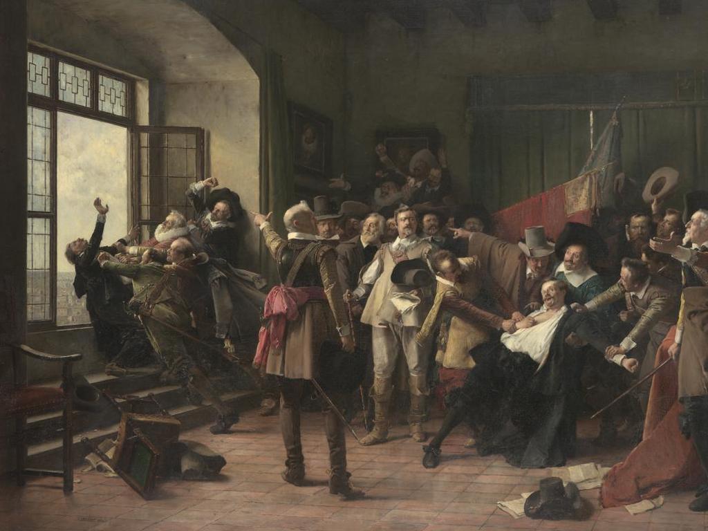 The Defenestration 1618 by Václav BROŽÍK painted circa 1889-1890. MUST CREDIT National Gallery of Victoria