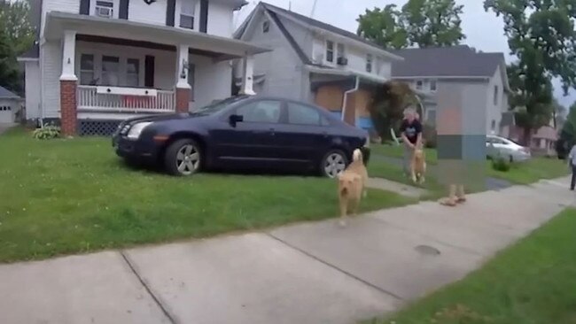 Dixue playfully ran toward the police officer, who shot her several times. Picture: PoliceActivity / YouTube