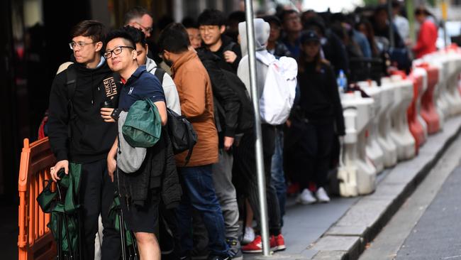 Apple attracted huge queues for its iPhone X launch in Sydney. Picture: AAP Image/David Moir