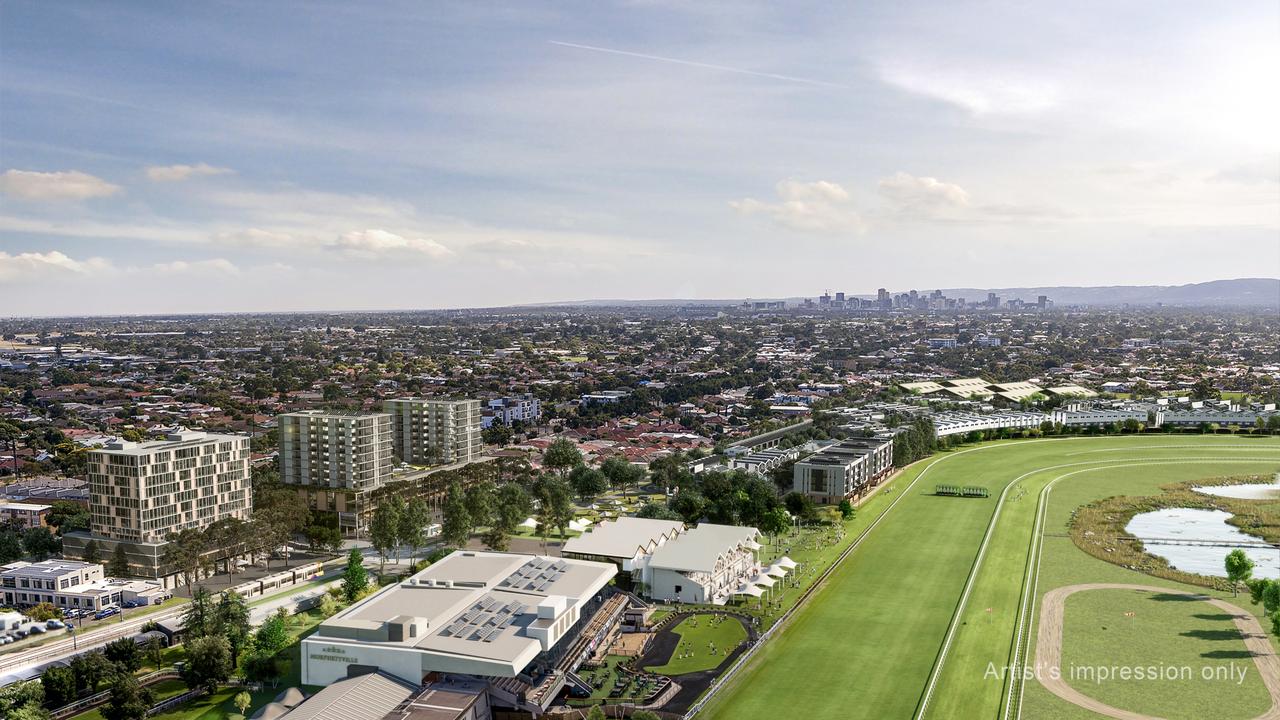 Artist’s impression showing an aerial view of the Morphettville redevelopment. Picture: Supplied