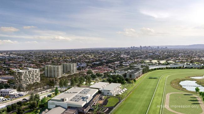 Artist’s impression showing an aerial view of the Morphettville redevelopment. Picture: Supplied