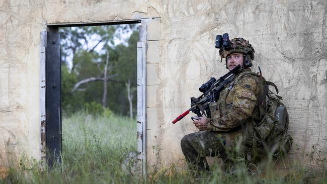 Exercise Brolga Run at the Townsville Field Training Area at High Range. Sappers from 3rd Combat Engineer Regiment conduct explosive breaching of a compound before clearing it, with a casualty scenario. PNGDF senior soldiers assist in running the activity. Picture: Supplied