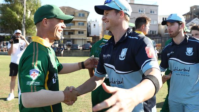 David Warner and Steve Smith were all smiles when they met in grade cricket, but wounds are still raw. Pic: Getty images.