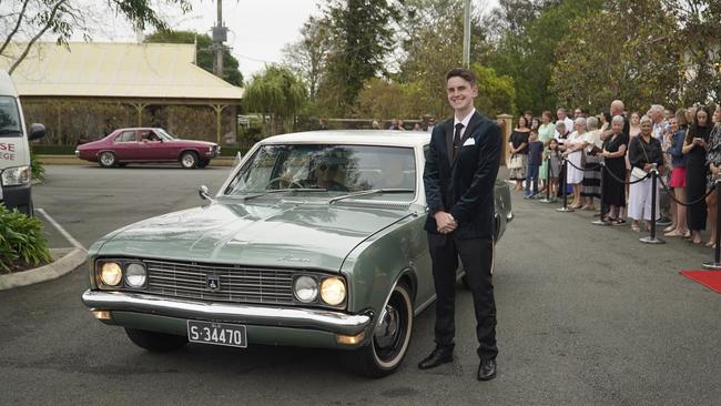 Students arriving in style for the 2024 Glasshouse Christian College formal at Flaxton Gardens.