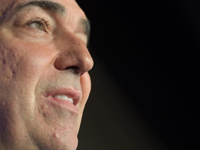 Newly elected South Australian Premier Steven Marshall at the South Australian election Liberal reception in Adelaide, South Australia, Saturday, March 17, 2018. Jay Weatherill has conceded defeat, failing to win a fifth straight election win for Labor in the state. (AAP Image/Tracey Nearmy) NO ARCHIVING